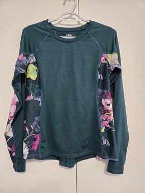 FILA Sport Floral Performance Long Sleeve Athletic Top Women's Medium‎